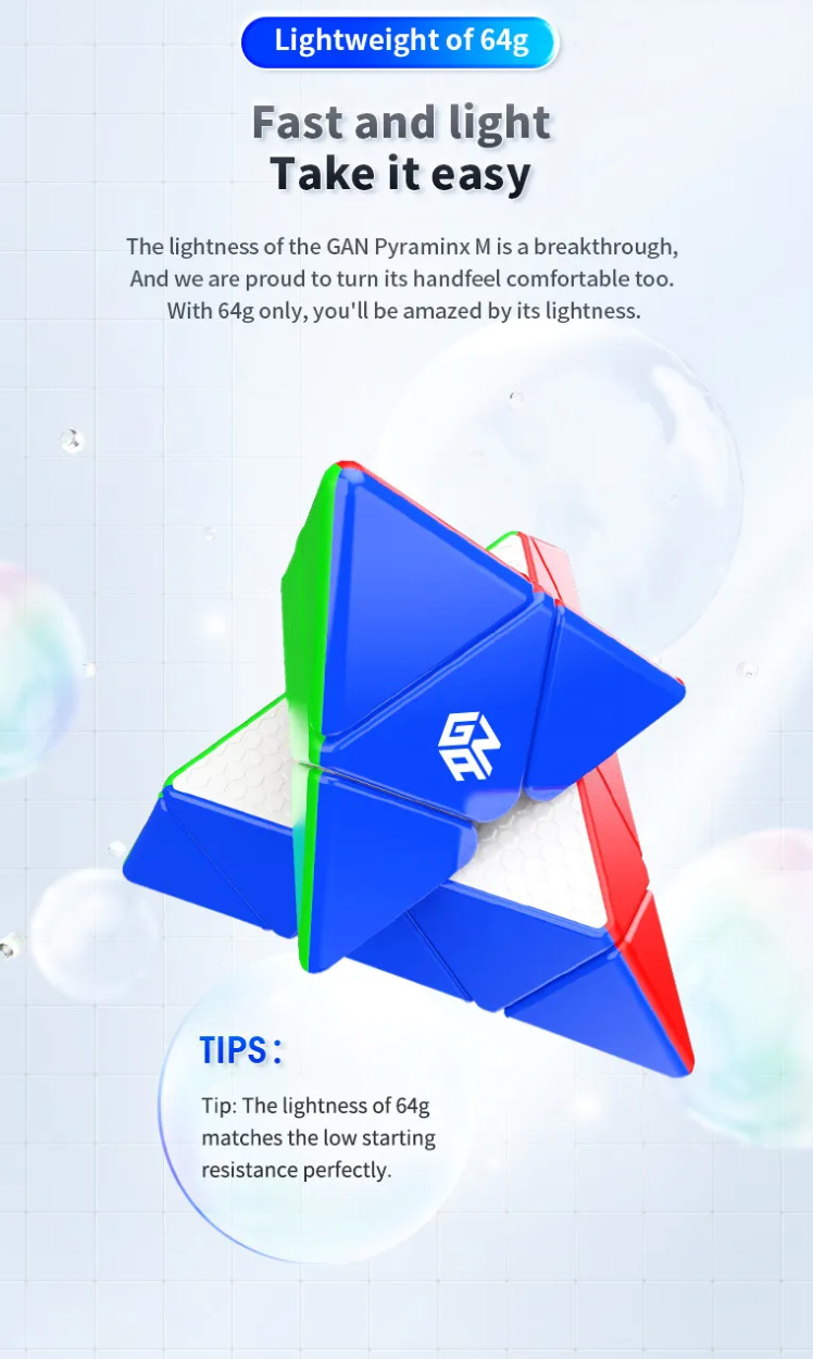 GAN Magnetic Pyraminx - 3x3 Speed Puzzle Cube, Stickerless & Kid-Friendly