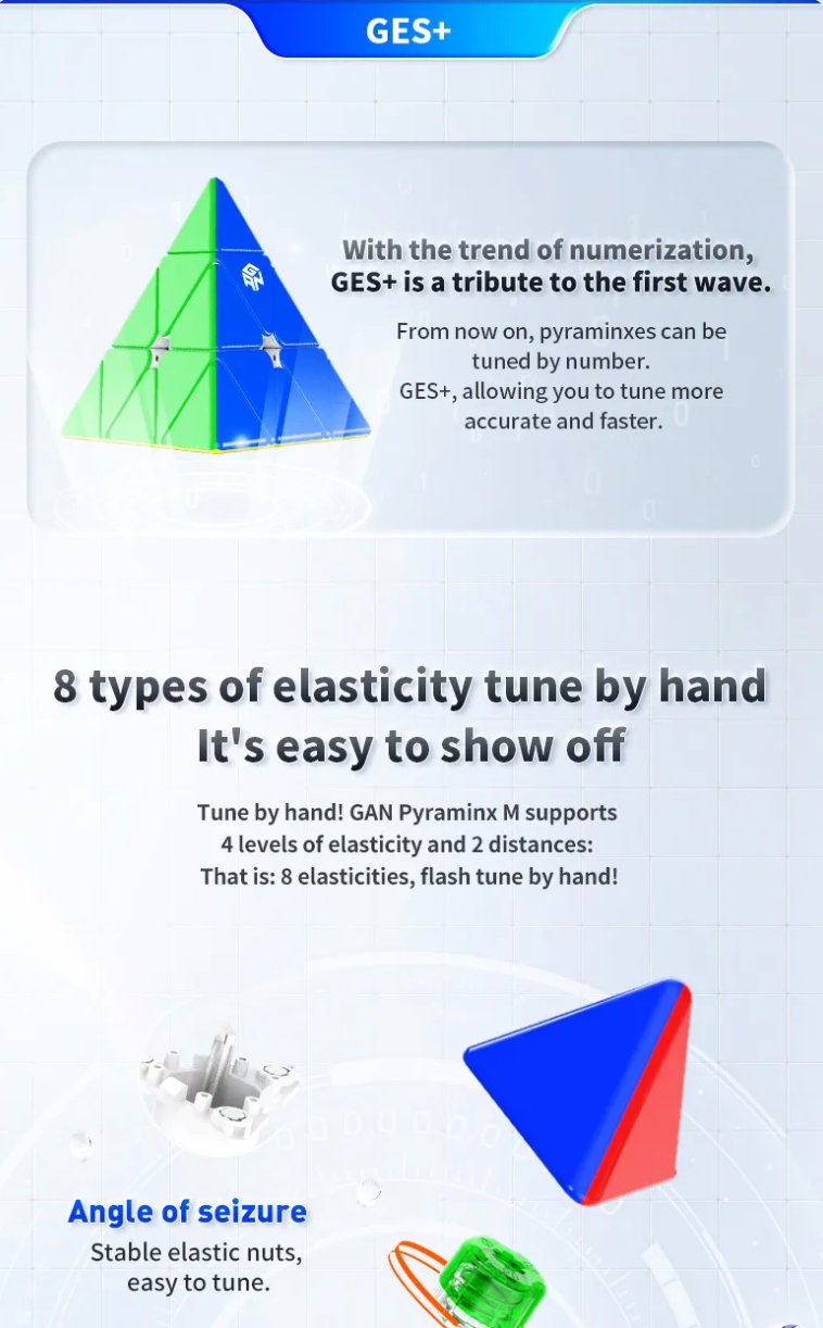GAN Magnetic Pyraminx - 3x3 Speed Puzzle Cube, Stickerless & Kid-Friendly